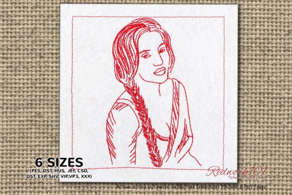 Review: Beautiful Women with Long Hair Redwork Design