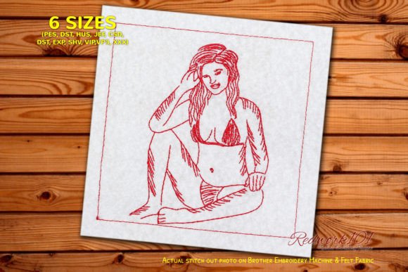 Review: Girl in Bikini on Beach Redwork for Etsy Shops
